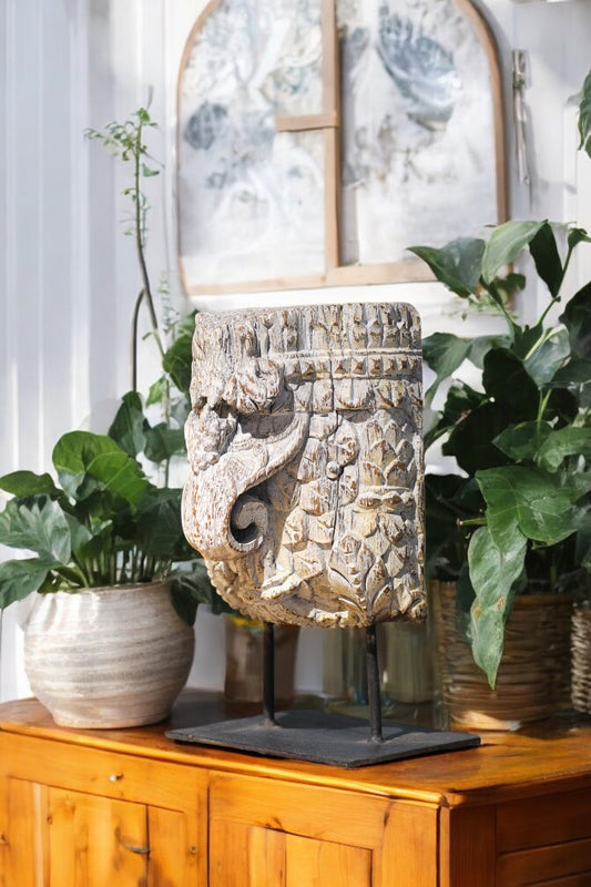 Craved wooden decor Elephant Trunk inspired