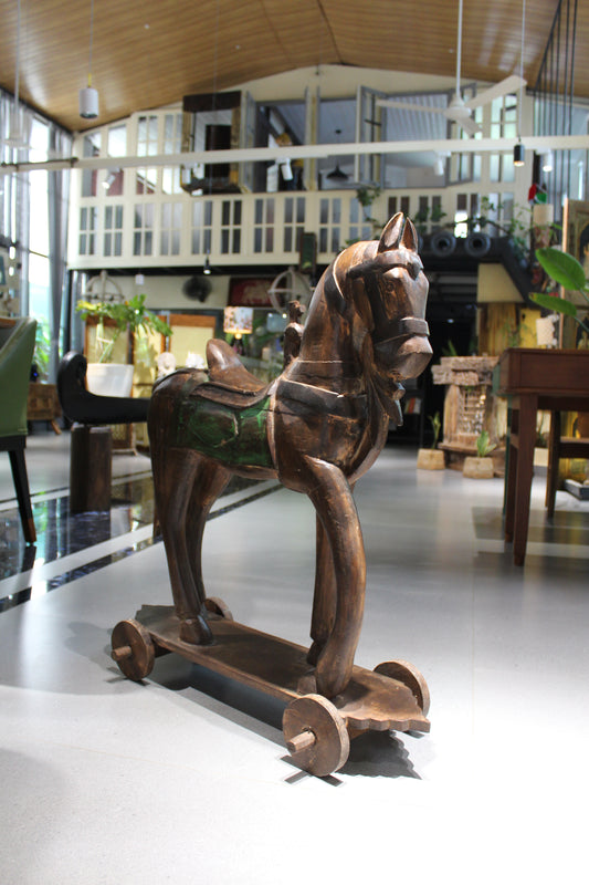 Vintage Wooden Horse on Wheels