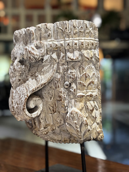 Craved wooden decor Elephant Trunk inspired