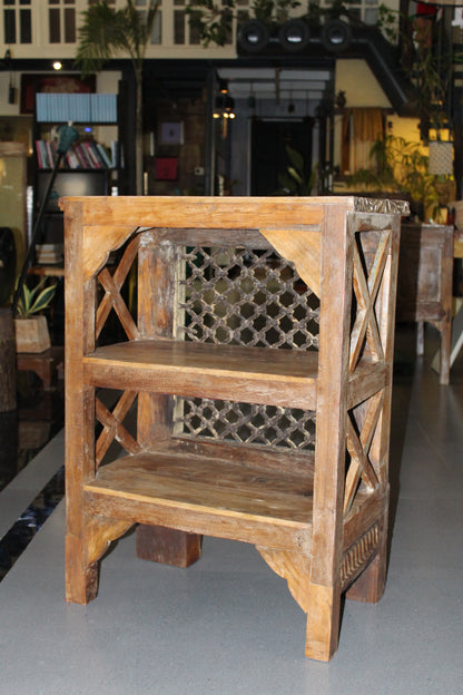 Vintage Wooden Cabinet with Iron Jali Panel