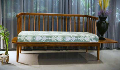 Sofa, green ikat two seater loveseat