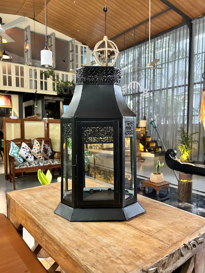 Garden Candle Lantern Jet Black