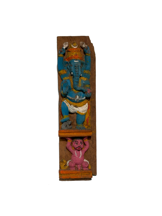 Lord Ganesh Engraved in Wooden Plank