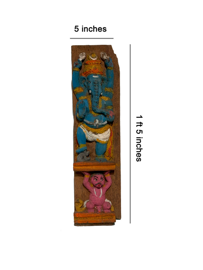 Lord Ganesh Engraved in Wooden Plank