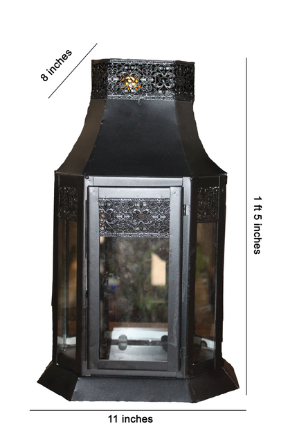 Garden Candle Lantern Jet Black