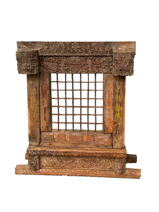 Vintage Window with Iron Jali Panel